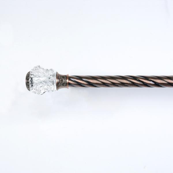 0.5mm Thickness Twisted Iron Curtain Rod Accessories Clear Crystal Decorative Head