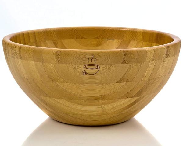 Organic Handmade Bamboo Salad Set , Wooden Salad Serving Bowl 8 Inch X 4 Inch Diameter