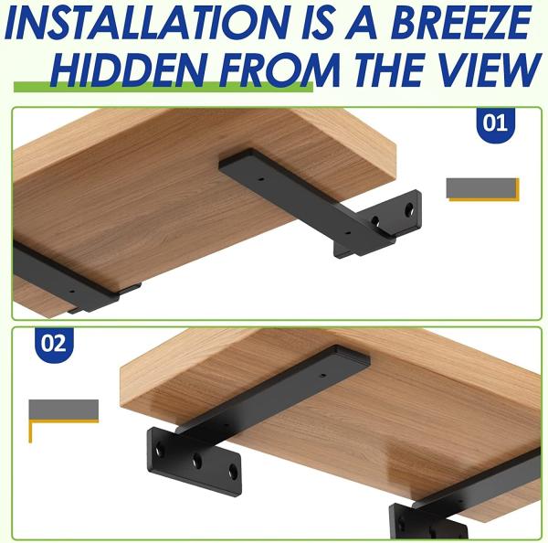 Floating Shelf Bracket Hidden Invisible L Brackets Heavy Duty Cast Iron Industrial Supports Brackets for Shelves