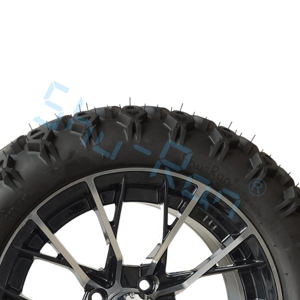Exclusive Golf Cart Machined Glossy Black Wheel 14inch Tire with Rim for Golf Carts