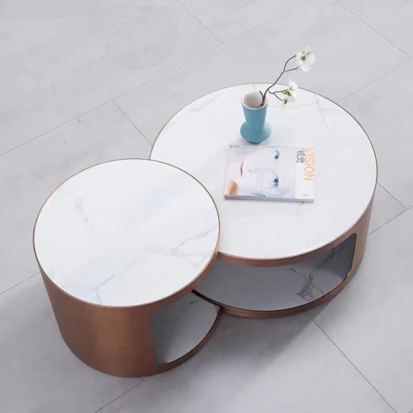 Brushed Titanium Fusion Round  Nordic Coffee Table