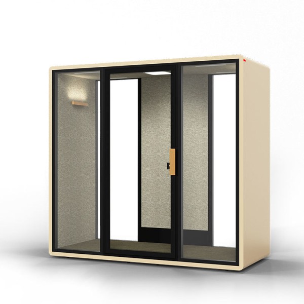 Glass Acoustic Sound Proof Vocal Isolation Booth For Contemporary Workspace Office