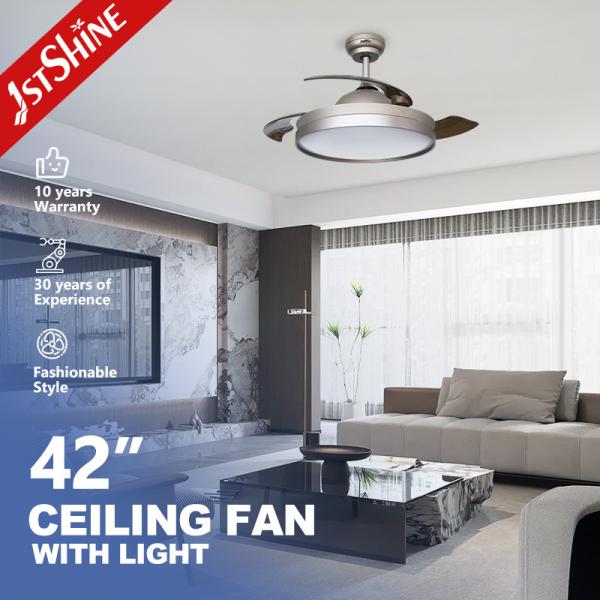 Modern 35W LED Retractable Ceiling Fan Light Dimmable ABS Blades