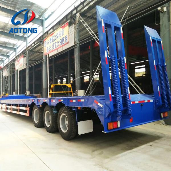 Customized Steel Heavy Loading Low Flat Bed Truck Trailers For Crane Transportation