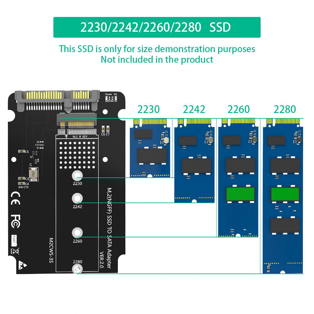 SSD корпус M.2 SATA SSD B Ключ к SATA3.0 2,5 дюймовый адаптер конвертер 7 мм алюминиевый корпус Черный ящик для 2230 2242 2260 2280 M2 SSD