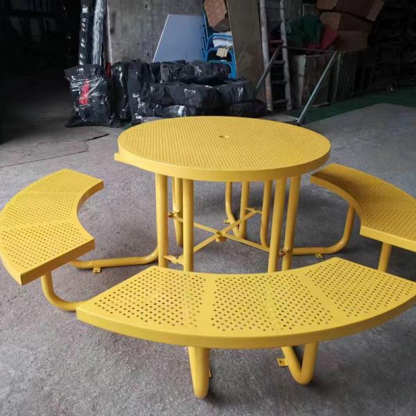 Stainless Steel Round Dining Table With Chair Leisure Wood Picnic Table Bench