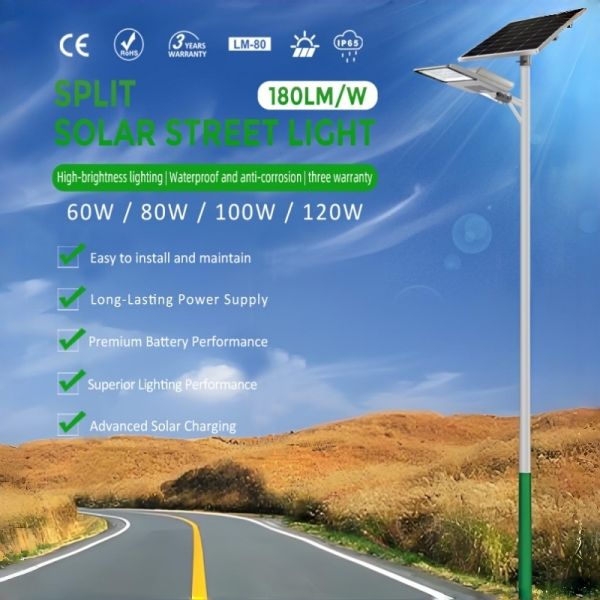 Solar Split Street Light Outdoor 20000LM High Lumen Dusk to Dawn Lighting