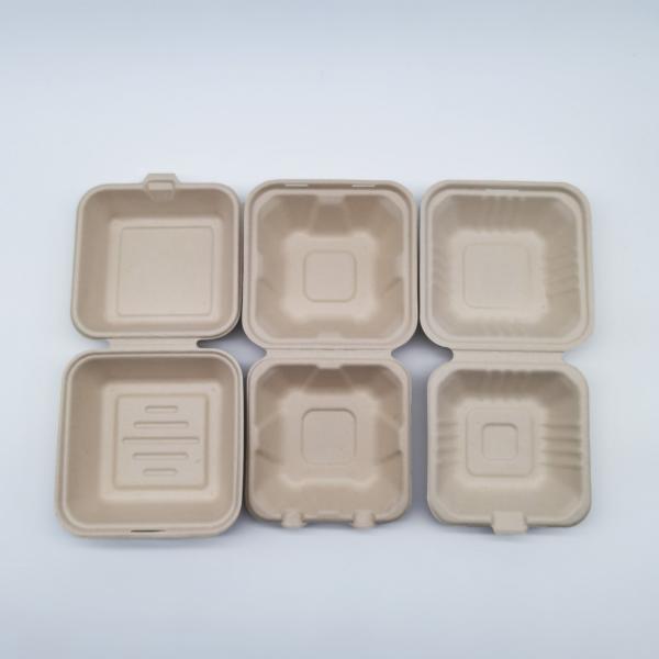 6 Inch Biodegradable Take Out Containers , White Biodegradable Clamshell Packaging