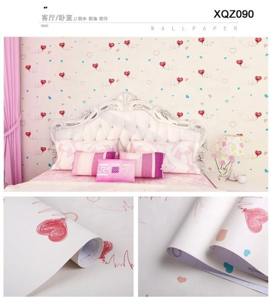 Papel de pared autoadhesivo romántico en forma de corazón para el diseño moderno de dibujos animados Dormitorio a prueba de agua