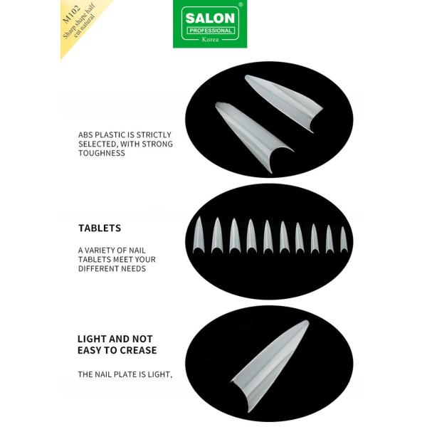 Wholesale False Nails Long Sharp Shape Half Cover Natural French Acrylic Fake Nails Salon Use