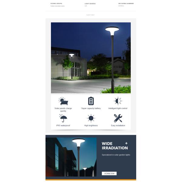 Открытый сад солнечное светлое IP65 ODM OEM водоустойчивый для открытого сада
