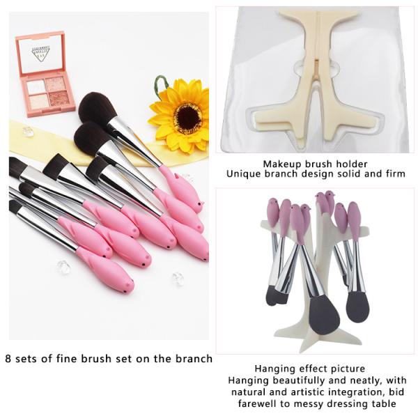 176*20mm Bird Shaped 8pcs Fiber Makeup Brushes 8 Boutique Sets