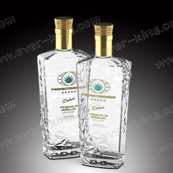 Transparent Embossing Luxury Spirits Tequila Rectangular Bottle