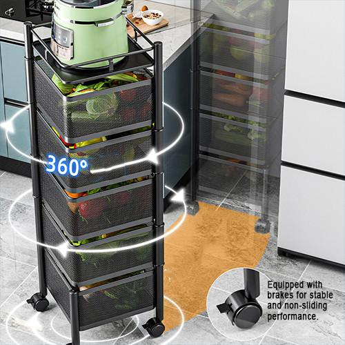 Rust Proof And Durable Kitchen Storage Rack Rotating Vegetable Rack Floor Standing 5floors