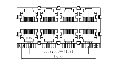 Stacked RJ45 LPJE308CNL Side Entry 8 ports 2x4 Rj45 8P8C Modular jack