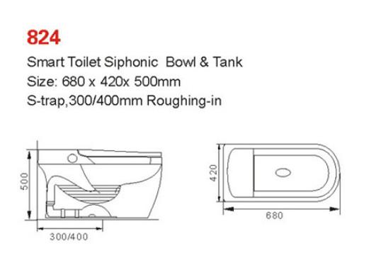 Siphonic Intelligent Toilet Ceramic Bowl  Top Standing High Tech  Modern Smart Toilet