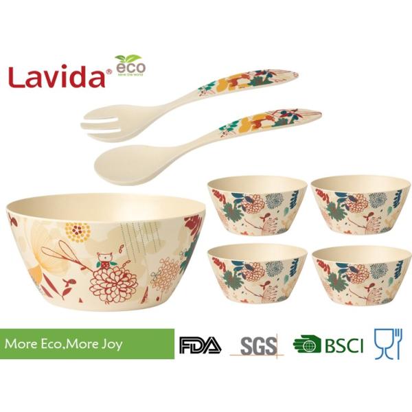 High Strength Bamboo Salad Bowl Set Heat Resistant Food Grade Printing Decal