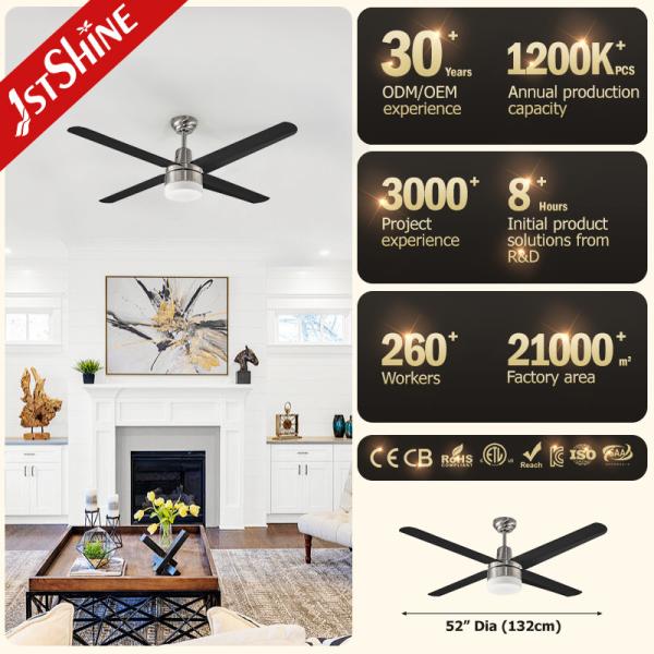SAA 52in 110V Ventilador de teto LED moderno com lâminas de metal