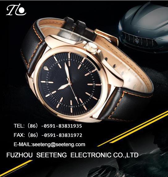Mature casual classic style with PU leather strap men wrist watch