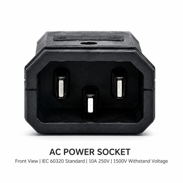 IEC 60320 AC Power Socket 10A 1500V Panel Mount for UPS Systems
