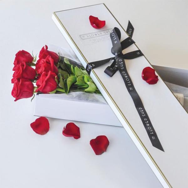 Rectangular  1200g  Glossy Lamination Long Stem Rose Flower Box