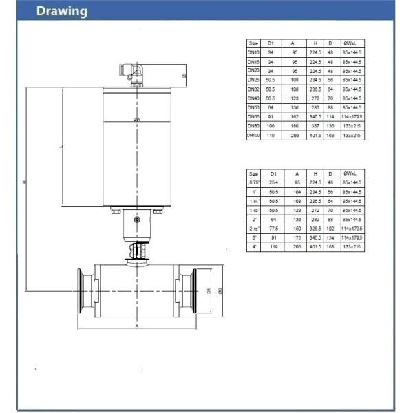 По вертикали пневматический шариковый клапан 1/2» - 4
