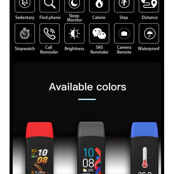 Pulsera del termómetro de la banda de la temperatura del cuerpo de Smartwatch IP67 de la pantalla táctil del deporte de Reloj B5W