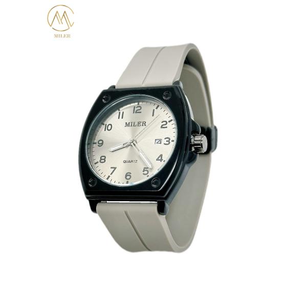 Calor Saling Simple Clásico Casual Negro Bezel Quartz Muñeca con correa de silicona