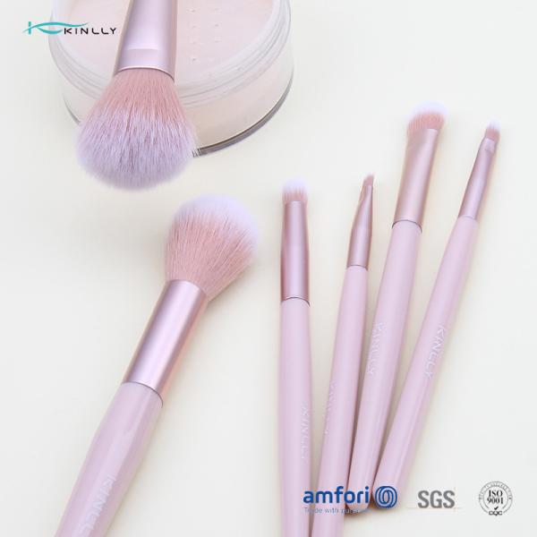 6PCS Aluminum Ferrule Pink Handle Makeup Brushes
