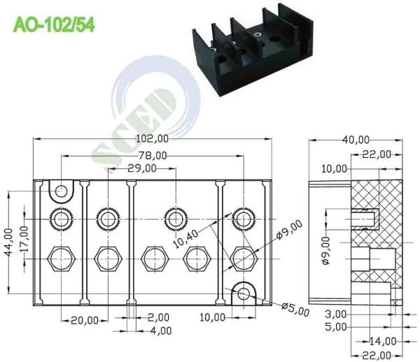 黒 M6 ナッツ PBT ターミナルブロックアクセサリー 20mm ピッチ 25lbf·in