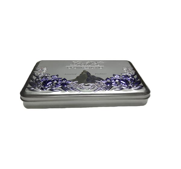 Carving Surface Food Grade Tin Box , Square Chocolate Box Long Use Life