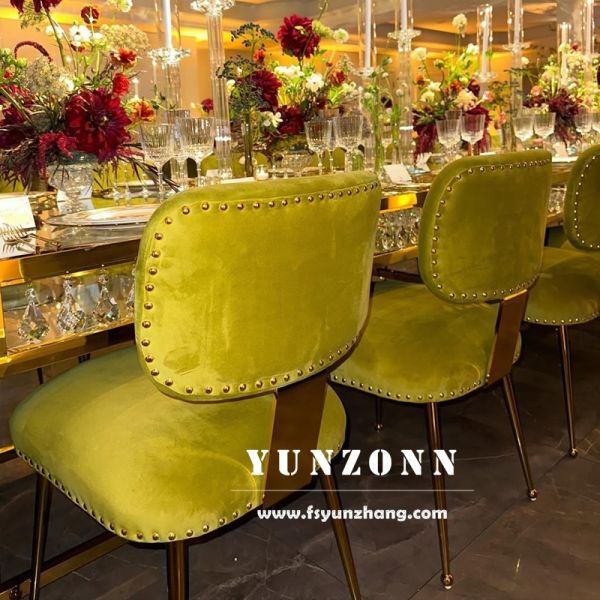 Luxury Modern Stainless Steel Gold Frame Dining Chair Velvet Restaurant Wedding Dining Chairs for Home Hotel Furniture