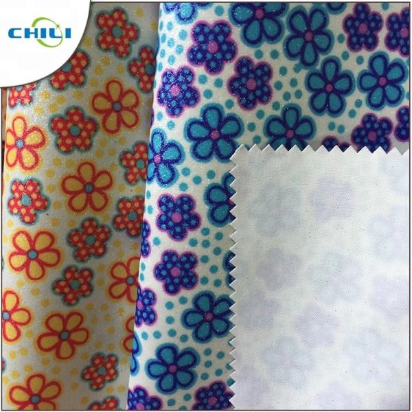 Flower Pattern Printed Faux Leather Fabric Modern Design Eco Friendly