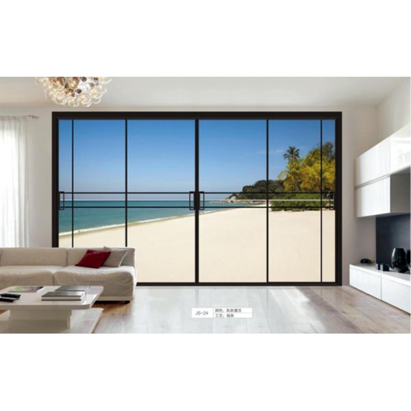 China GRH Hurricane Proof Bulletproof Impact Aluminum Sliding Doors Large Balcony Sliding Glass Door Patio