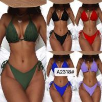 Fatos de banho de nylon Biquíni em estoque sem costas cor pura moda confortável o novo tipo Europa