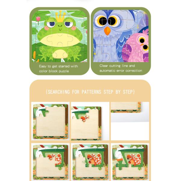 9pcs Toddler Great Gift Children Preschool Colorful Dinosaur Animals Wooden Jigsaw Puzzles