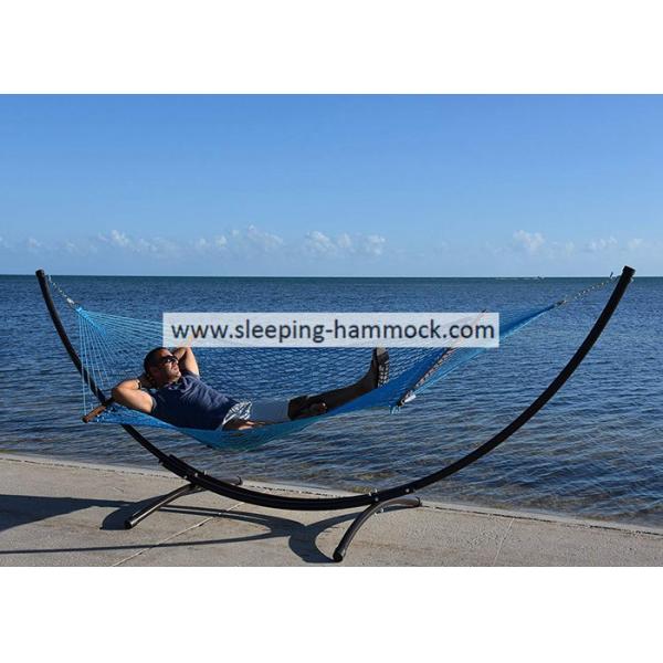 Porch Blue Rope Hammock XXL Family Size With Deluxe 65 Inches Spreader Bars