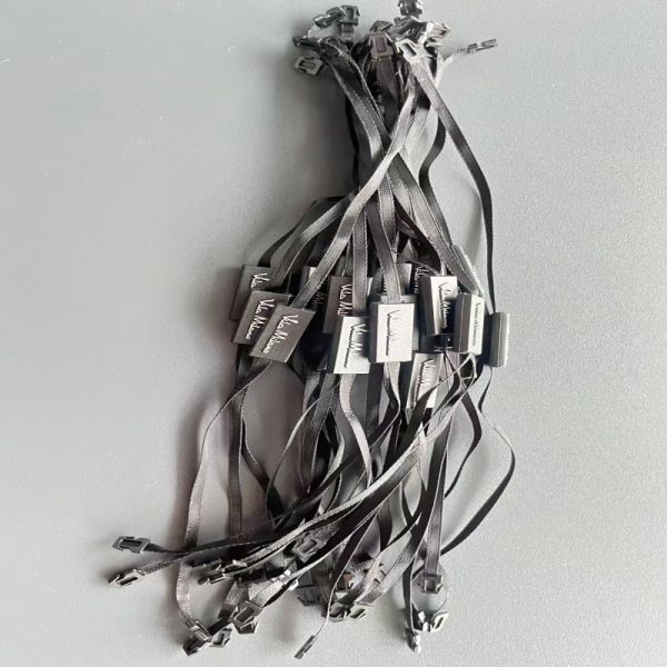 100 Pieces Black Hang Tag String Plain Rectangle Durable Strong Suitable for Garment Accessories Packaging and Labeling