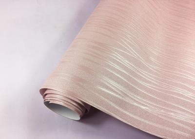 Mould Proof Self Adhesive Textured Wallpaper Pink Customized Size 60cm * 50m
