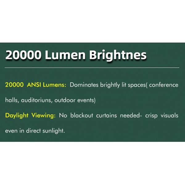 20000 Lumen 3LCD Laser Projector with WUXGA Resolution and 20,000 Hours Lamp Life