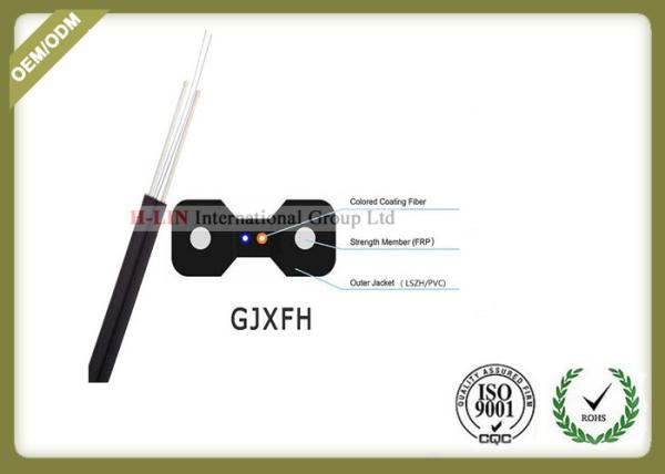 1 / 2 / 4 Core Fiber Optic Drop Cable PVC Material Jacket  With Butterfly Flat Construction