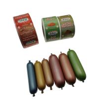 Boyaux de saucisse en plastique imprimé OEM de qualité alimentaire, colorés pour saucisses