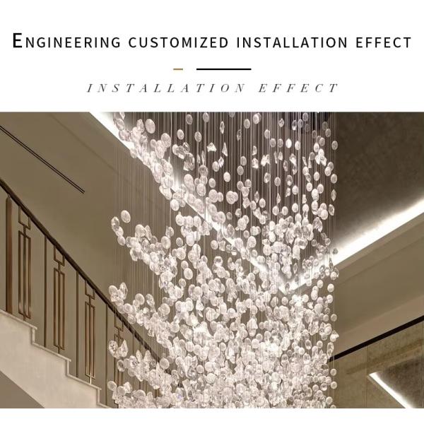 Customized Hotel Lobby Villa Staircase Decoration Modern Ceiling Large Crystal Glass Suspended Chandelier