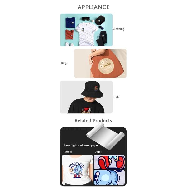 150g Hot Peel Light Inkjet Cotton T-shirt Heat Transfer Paper A4