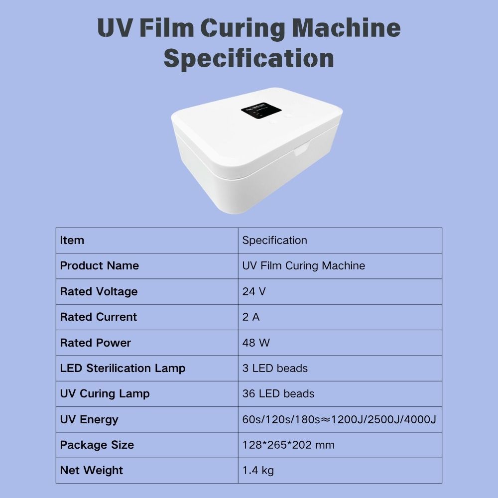 48W 24V Mobile Phone UV Film Curing Machine A++ HD Clear Anti Scratch Ultra thin UV Film Curing Equipment
