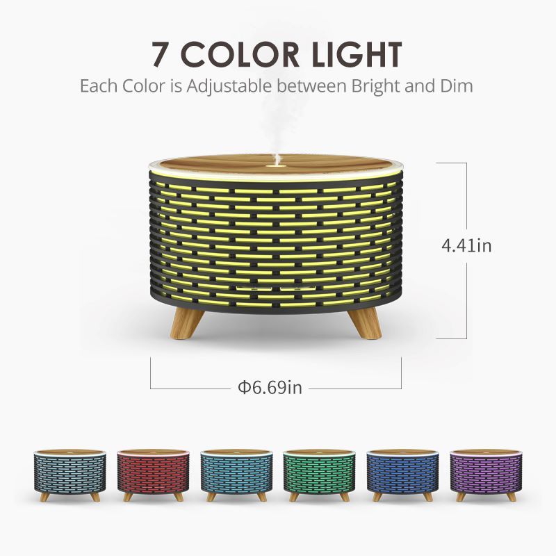 Wholesale 2 in 1 Cool Mist 7 Color Led Lamp Aromatherapy Smart Home Electric Fragrance Oil Wood Grain Diffuser for Gift