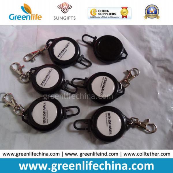 Custom Imprinting Black Sport Badge Reel Holder W/Metal Hook