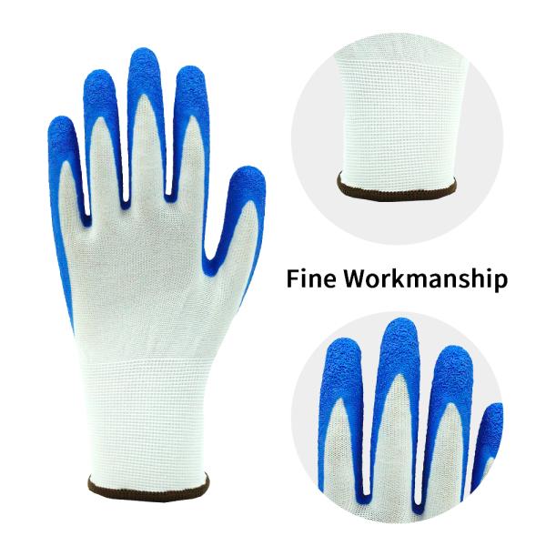 Gants de travail revêtus de caoutchouc de latex à crêpes Gants de sécurité en nylon résistant à l'usure