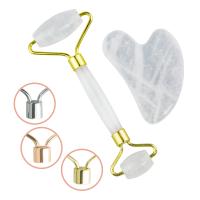 Grupo branco natural silencioso de Crystal Face Roller Gua Sha