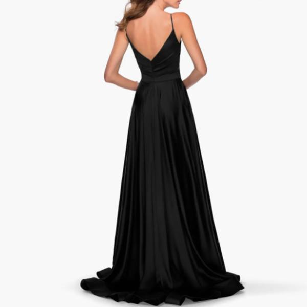 Excellent Sleeveless Royal Blue Satin Long Evening Dress Front Split Slit Spaghetti Straps Sweep Train A-Line Ruffles